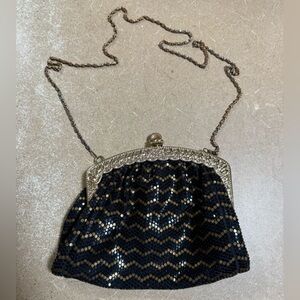 Elegant Black and Gold Sequin Evening Bag